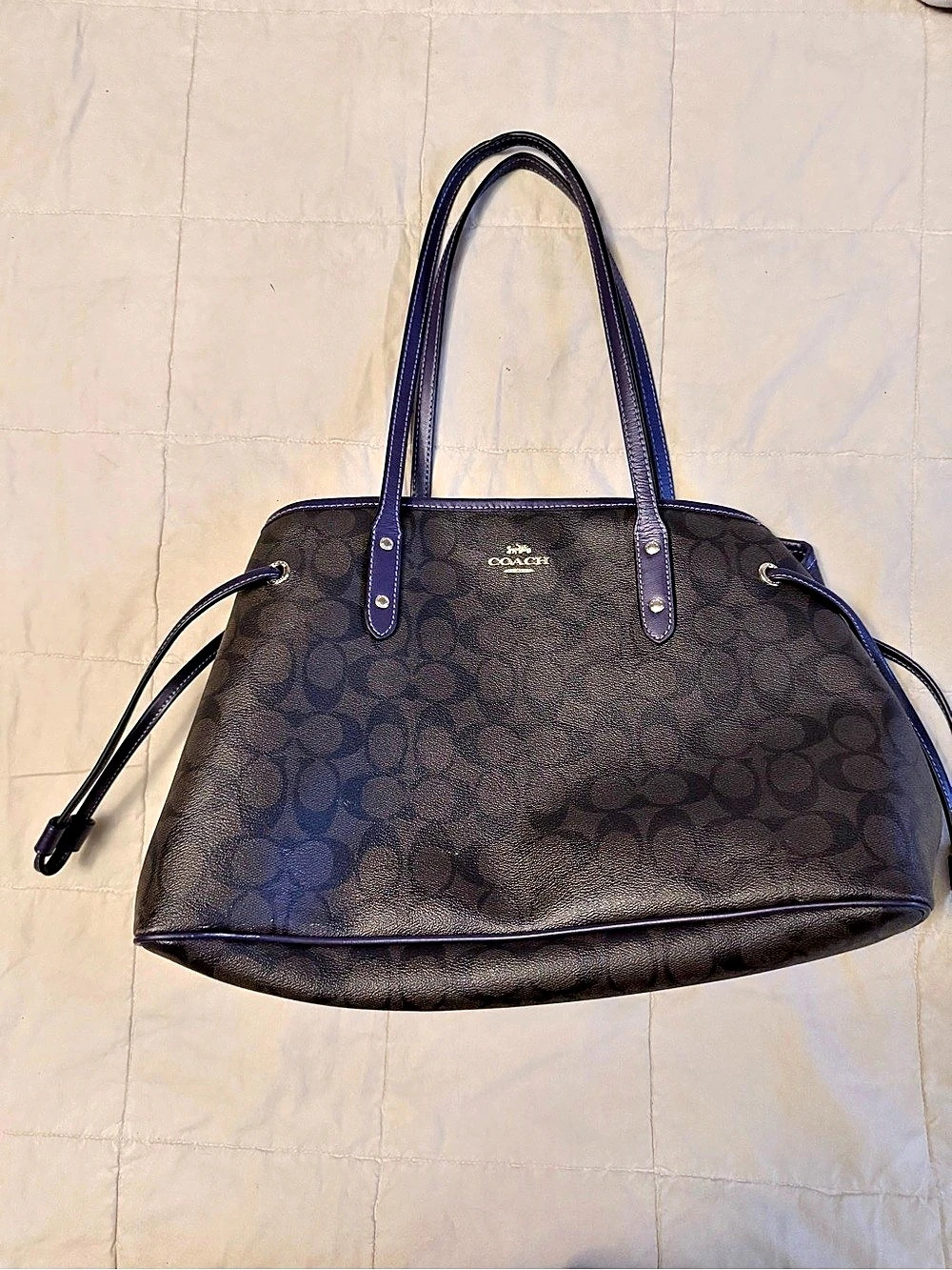Coach Monogram Tote in Brown & Purple